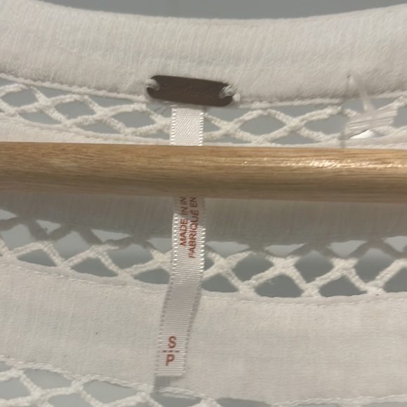 FREE PEOPLE Sheer White Long Sleeve V Neck Button Up Blouse - Picture 7 of 12